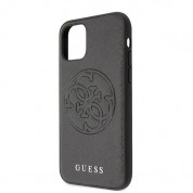 Guess Saffiano 4G Circle Logo Leather Hard Case - дизайнерски кожен кейс за iPhone 11 Pro Max (черен) 2