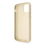 Guess Saffiano 4G Circle Logo Leather Hard Case - дизайнерски кожен кейс за iPhone 11 Pro Max (златист) 3
