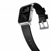 Nomad Active Strap Modern Leather - кожена (естествена кожа) каишка за Apple Watch 42мм, 44мм, 45мм (черен-сребрист) 6