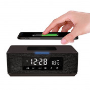 Platinet Speaker Daily Bluetooth, QI, FM And Clock - безжичен портативен спийкър с FM радио, часовник с аларма и поставка за безжично зареждане (черен)