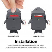 Elago Airpods Shark Design Silicone Case - силиконов калъф с карабинер за Apple Airpods и Apple Airpods 2 (сив) 5