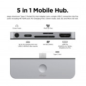 Elago USB-C Pocket Pro Hub Adapter - мултифункционален хъб за свързване на допълнителна периферия за iPad Pro и мобилни устройства (сребрист) 2
