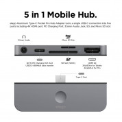 Elago USB-C Pocket Pro Hub Adapter - мултифункционален хъб за свързване на допълнителна периферия за iPad Pro и мобилни устройства (тъмносив) 2