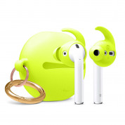 Elago Airpods Hook Cover with Carrying Pouch Case - силиконов калъф с карабинер и силиконови накрайници за Apple Airpods и Apple Airpods 2 (зелен-фосфор)