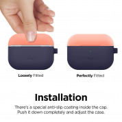 Elago Duo Hang Silicone Case - силиконов калъф с карабинер за Apple Airpods Pro (тъмносин-оранжев) 5