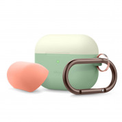 Elago Duo Hang Silicone Case - силиконов калъф с карабинер за Apple Airpods Pro (зелен-бял)