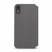 Moshi Overture Case - кожен/текстилен калъф, тип портфейл и поставка за iPhone XR (сив) 3
