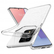Spigen Liquid Crystal Glitter Case - тънък качествен силиконов (TPU) калъф за Samsung Galaxy S20 Ultra (прозрачен)  1