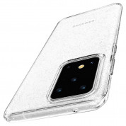 Spigen Liquid Crystal Glitter Case - тънък качествен силиконов (TPU) калъф за Samsung Galaxy S20 Ultra (прозрачен)  2