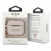 Guess Airpods Pro Silicone Case - силиконов калъф с карабинер за Apple Airpods Pro (светлорозов) 1