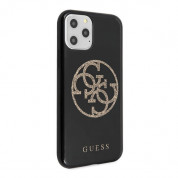 Guess Glitter 4G Circle Logo Case - дизайнерски кейс с висока защита за iPhone 11 Pro Max (черен) 2