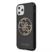 Guess Glitter 4G Circle Logo Case - дизайнерски кейс с висока защита за iPhone 11 Pro Max (черен) 1