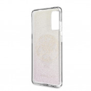 Guess Glitter 4G Circle Logo Case - дизайнерски кейс с висока защита за Samsung Galaxy S20 (розов) 4