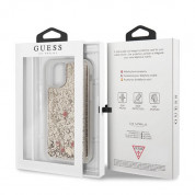 Guess Liquid Glitter Hearts Case - дизайнерски кейс с висока защита за iPhone 11 Pro (златист) 4