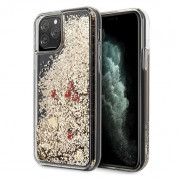 Guess Liquid Glitter Hearts Case - дизайнерски кейс с висока защита за iPhone 11 Pro (златист)