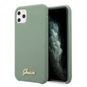 Guess Hard Silicone Case - силиконов (TPU) калъф за iPhone 11 Pro Max (зелен)