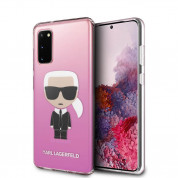 Karl Lagerfeld Iconic Gradient Case - дизайнерски кейс с висока защита за Samsung Galaxy S20 (розов)