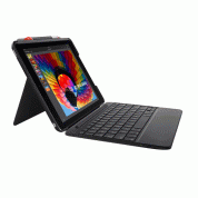 Logitech Slim Combo - безжична клавиатура, с кейс и поставка за iPad 6 (2018), iPad 5 (2017) (тъмносив)