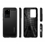 Spigen Rugged Armor Case - удароустойчив силиконов (TPU) калъф за Samsung Galaxy S20 Ultra (черен) 9