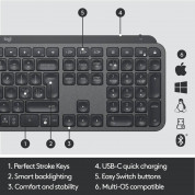 Logitech MX Keys Advanced Wireless Illuminated Keyboard - безжична клавиатура с подсветка (тъмносив)	 6
