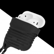 Silicone Case with Carabiner v2 - силиконов калъф с карабинер за Apple Airpods и Apple Airpods 2 (черен) 1