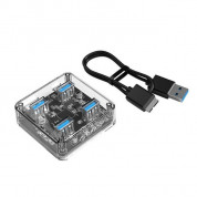 Orico USB 3.0 Hub 4 Port - 4-портов USB 3.0 хъб за компютри и лаптопи (прозрачен)  1