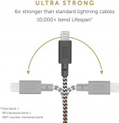 Native Union Belt Cable USB-C to Lightning - здрав плетен USB-C към Lightning кабел за Apple устройства с Lightning порт (бял) (120 см) 1