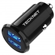 TeckNet ECC01001BA01 Dual USB 4.8A Car Charger - зарядно за кола (4.8A/24W) с 2xUSB порта за мобилни устройства (черен)