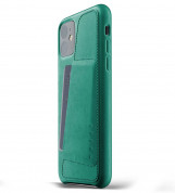 Mujjo Leather Wallet Case - кожен (естествена кожа) кейс с джоб за кредитна карта за iPhone 11 (зелен) 2