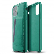 Mujjo Leather Wallet Case - кожен (естествена кожа) кейс с джоб за кредитна карта за iPhone 11 (зелен) 1