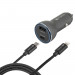 4smarts Fast Car Charger Set iPD (MFI) - зарядно за кола с USB и USB-C изход и сертифициран (MFI) Lightning към USB-C кабел за iPhone, iPad и устройства с Lightning порт (черен) 2