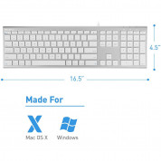 Macally Ultra Slim USB Wired Keyboard - жична клавиатура за Mac и PC (бял)  1
