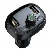 Baseus T-Typed Bluetooth FM Transmitter - блутут FM трансмитер и зарядно за кола за мобилни устройства (черен)
