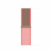 Apple Neon Pink Sport Loop - оригинална текстилна каишка за Apple Watch 38мм, 40мм (розов-кафяв) 1