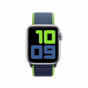 Apple Neon Lime Sport Loop - оригинална текстилна каишка за Apple Watch 38мм, 40мм (син-зелен) 2