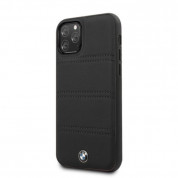 BMW Signature Horizontal Lines Leather Case - кожен (естествена кожа) кейс за iPhone 11 (черен) 1
