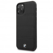 BMW Signature Horizontal Lines Leather Case - кожен (естествена кожа) кейс за iPhone 11 Pro Max (черен) 1