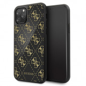 Guess 4G Double Layer Glitter Case - дизайнерски кейс с висока защита за iPhone 11 Pro (черен)