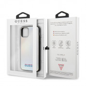 Guess Iridescent Leather Hard Case - дизайнерски кожен кейс за iPhone 11 Pro (сребрист) 6