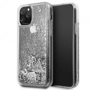 Guess Glitter Hard Case - дизайнерски кейс с висока защита за iPhone 11 Pro (сребрист)