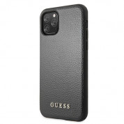 Guess Iridescent Leather Hard Case - дизайнерски кожен кейс за iPhone 11 Pro (черен) 1