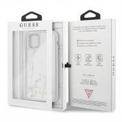Guess Marble Hard Case - дизайнерски кейс с висока защита за iPhone 11 (бял) 6