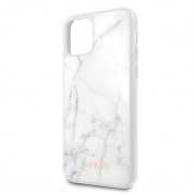 Guess Marble Hard Case - дизайнерски кейс с висока защита за iPhone 11 (бял) 4