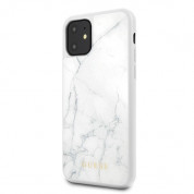 Guess Marble Hard Case - дизайнерски кейс с висока защита за iPhone 11 (бял) 2