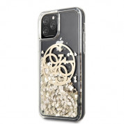 Guess Circle Liquid Glitter Hard Case - дизайнерски кейс с висока защита за iPhone 11 Pro Max (златист) 1