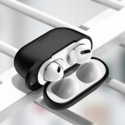 USAMS Airpods Pro Silicone Case - силиконов калъф с карабинер за Apple Airpods Pro (черен) 1