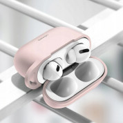 USAMS Airpods Pro Silicone Case - силиконов калъф с карабинер за Apple Airpods Pro (розов) 1