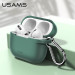USAMS Airpods Pro Silicone Case - силиконов калъф с карабинер за Apple Airpods Pro (зелен) 2