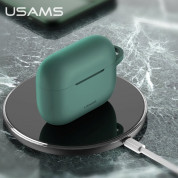 USAMS Airpods Pro Silicone Case - силиконов калъф с карабинер за Apple Airpods Pro (зелен) 3