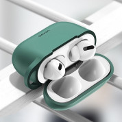 USAMS Airpods Pro Silicone Case - силиконов калъф с карабинер за Apple Airpods Pro (зелен) 2